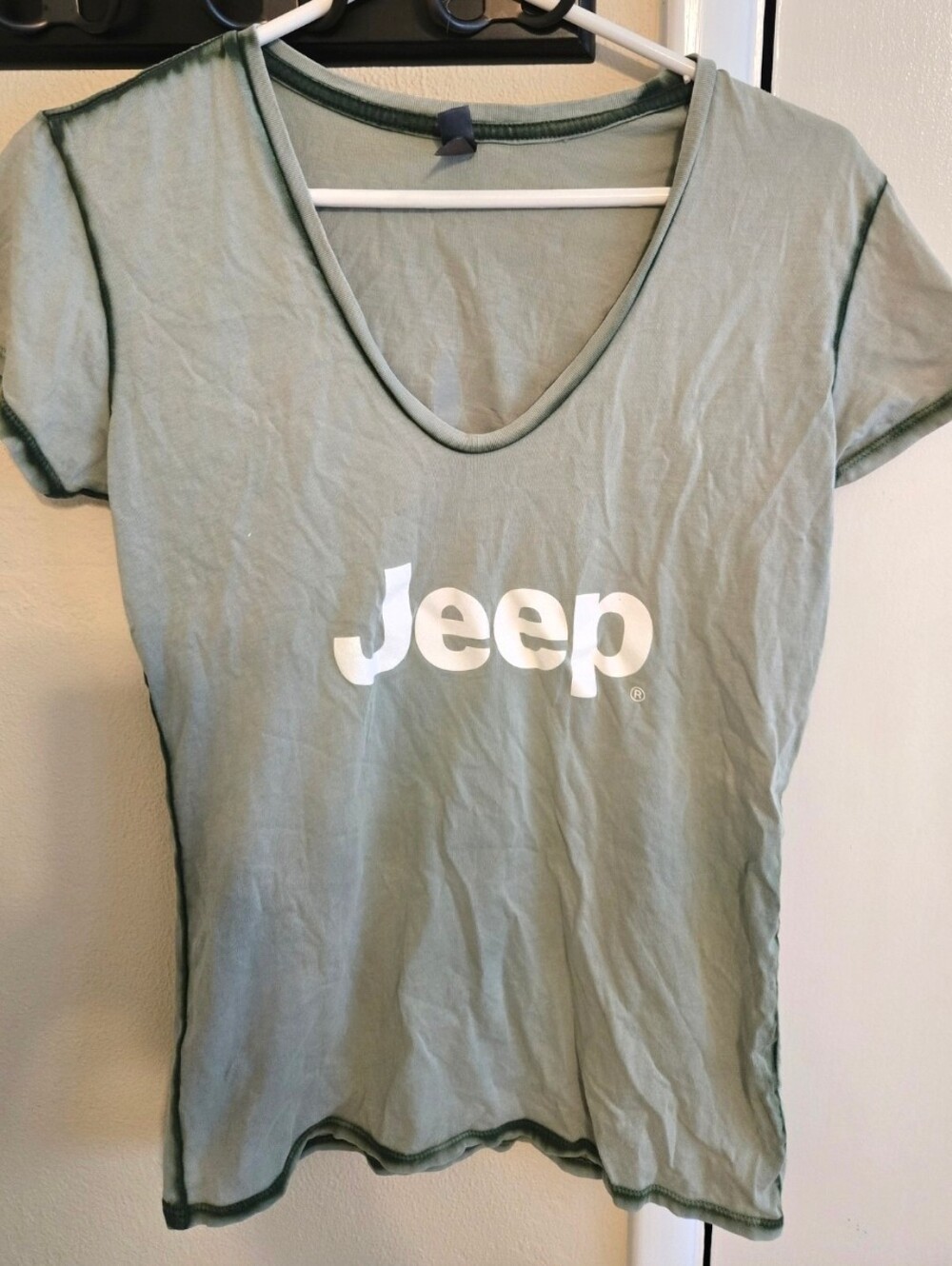 Jeep Women's Size M Sage Green V-Neck Tee Exclusive Limited Edition Jeep